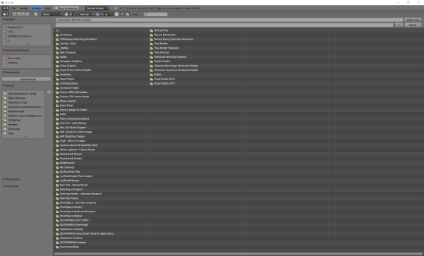 screen shot of the import dialog